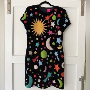 Queen of Sparkles Black Multi Galaxy Velvet Cocktail Dress Size XL